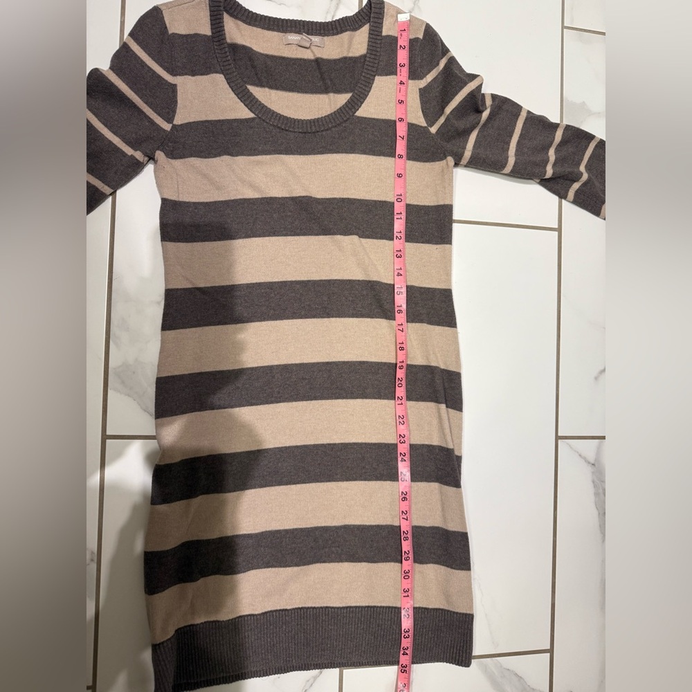 Banana Republic Womens Striped Knit Scoop Neck Long Sleeve Sweater Dress Grey S - Picture 4 of 7